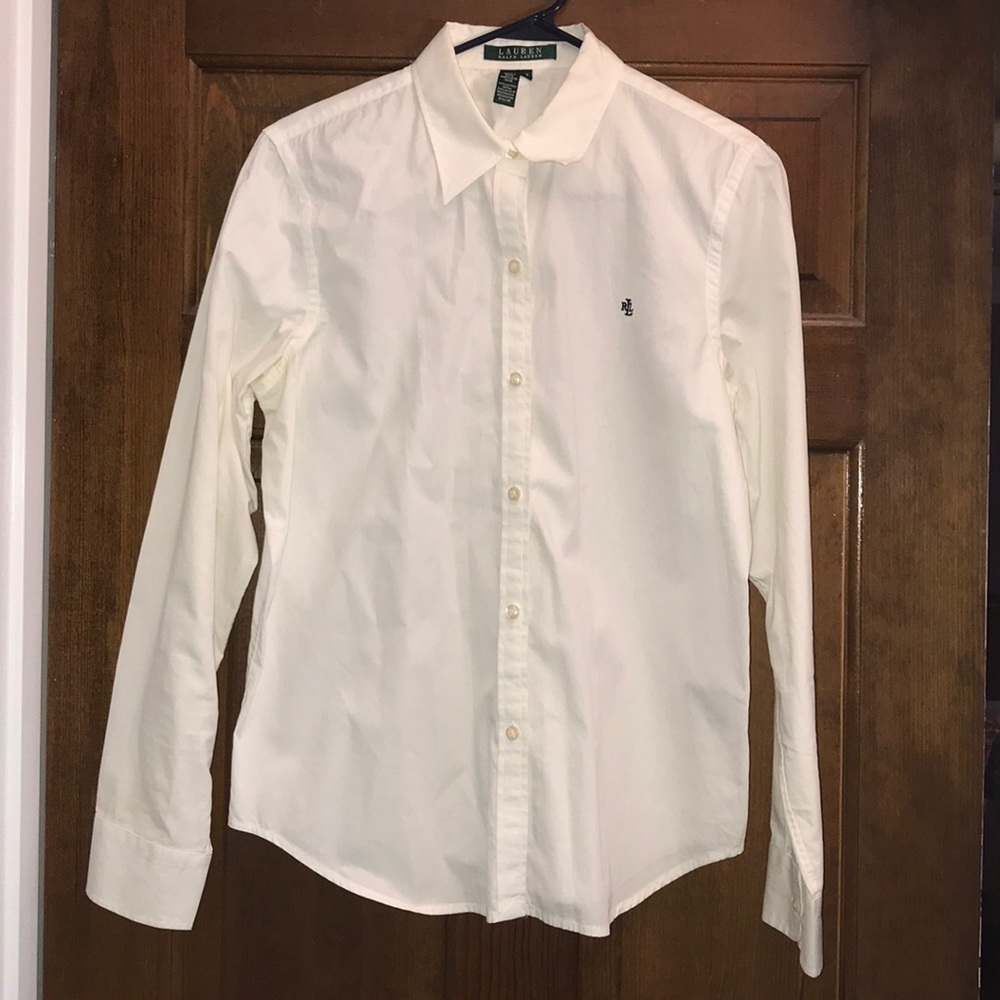 Long sleeve white polo shirt